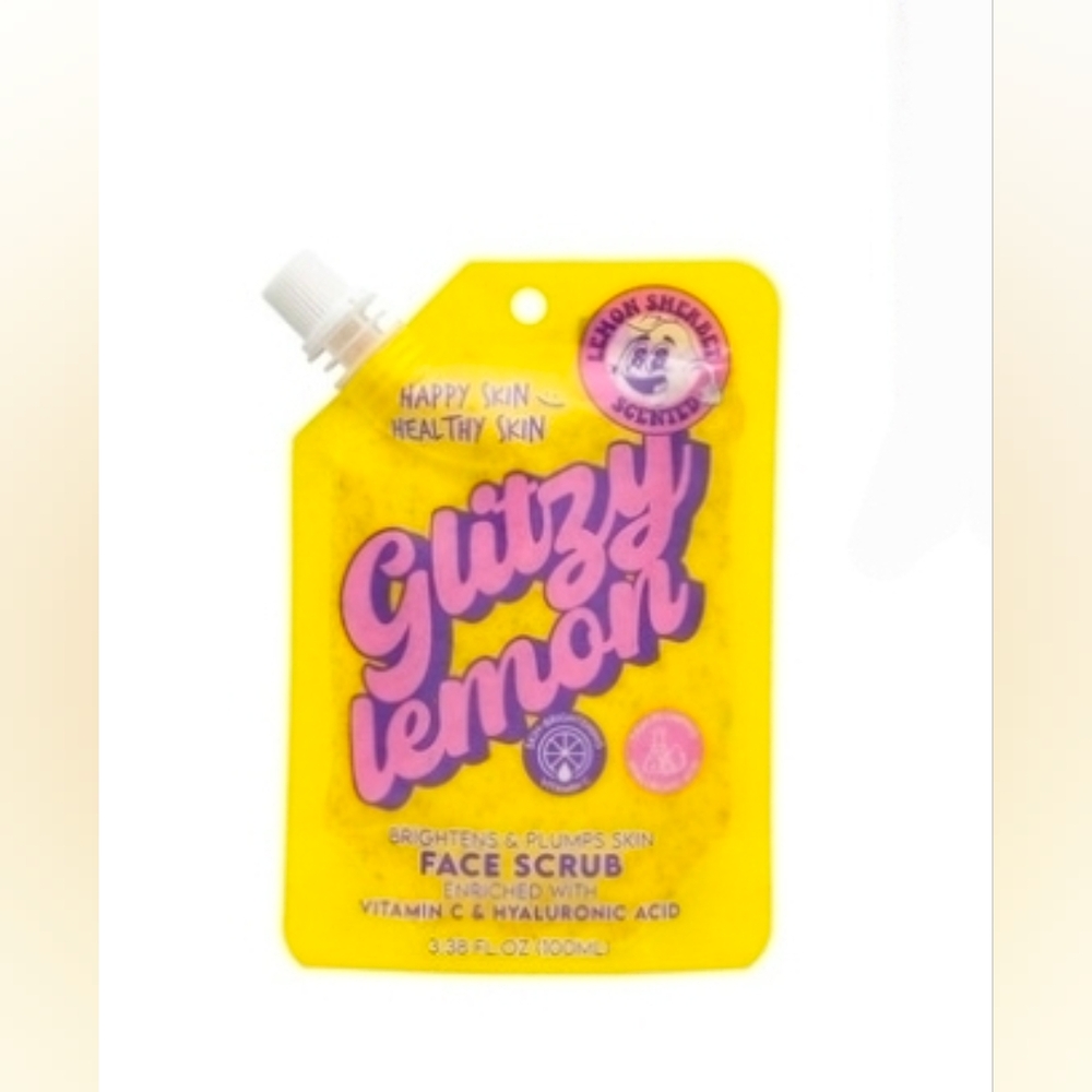 Happy Skin Glitzy Lemon Face Scrub (Hyaluronic Acid & Vitamin C) 3.38fl Oz BNIB